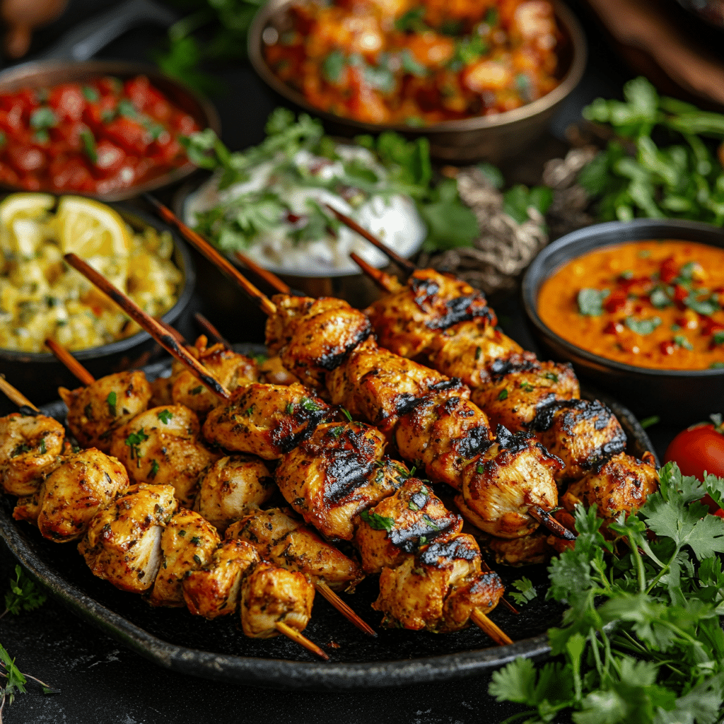 A variety of chicken dishes prepared in different cooking styles
