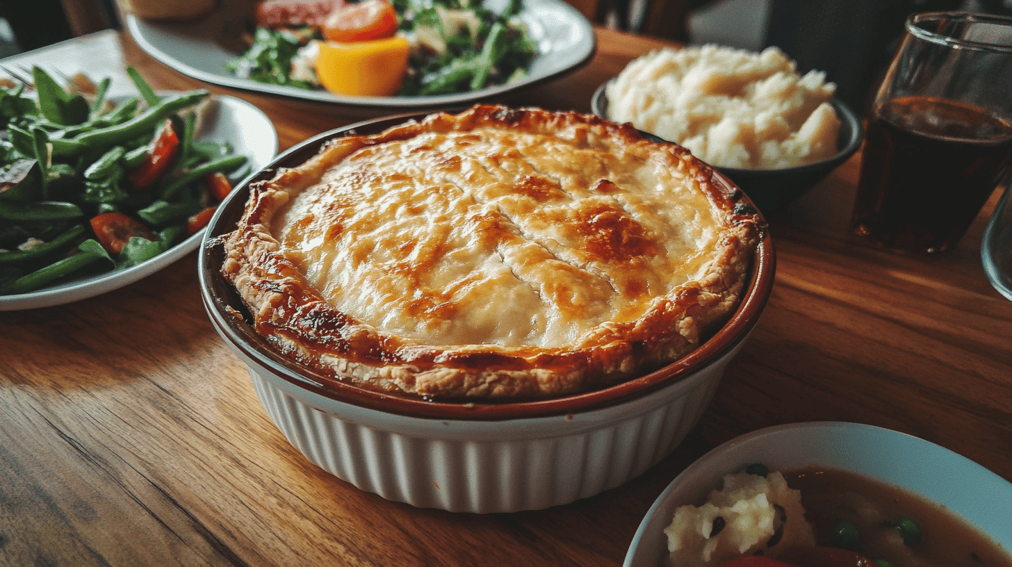 Chicken Pot Pie Sides on a wooden table