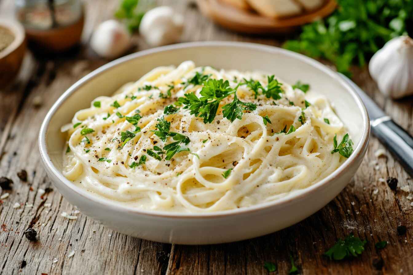 Delicious Alfredo Sauce Seasoned With Herbs And Spices