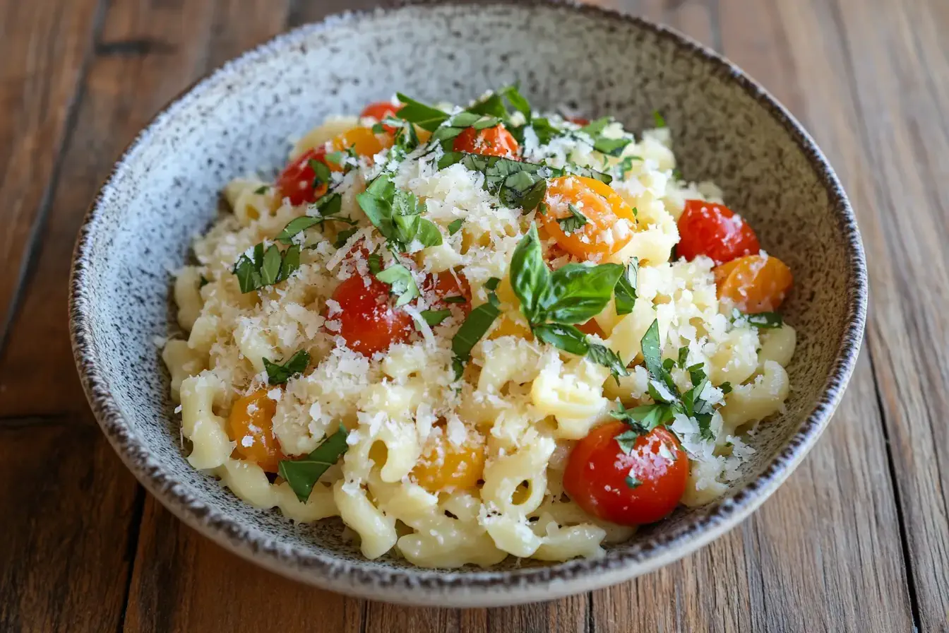 Ditalini pasta recipe: A flavorful dish garnished with fresh herbs and cheese.