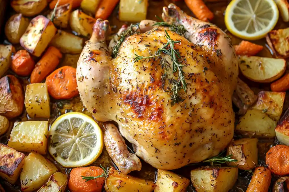 Should I cover my chicken when I bake it? Golden roasted chicken on a tray(Should I cover my chicken when I bake it in the oven?)