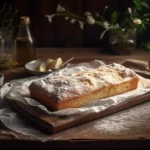 Mouthwatering kefir sheet cake recipe with golden crust on a rustic table