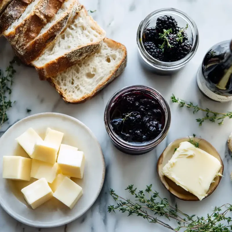 Ingredients for Blackberry Balsamic and Brie Grilled Cheese