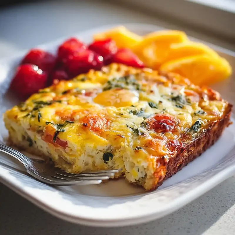 slice of cottage cheese egg bake served with toast