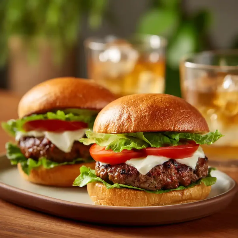 Crack Burgers served on a dinner plate