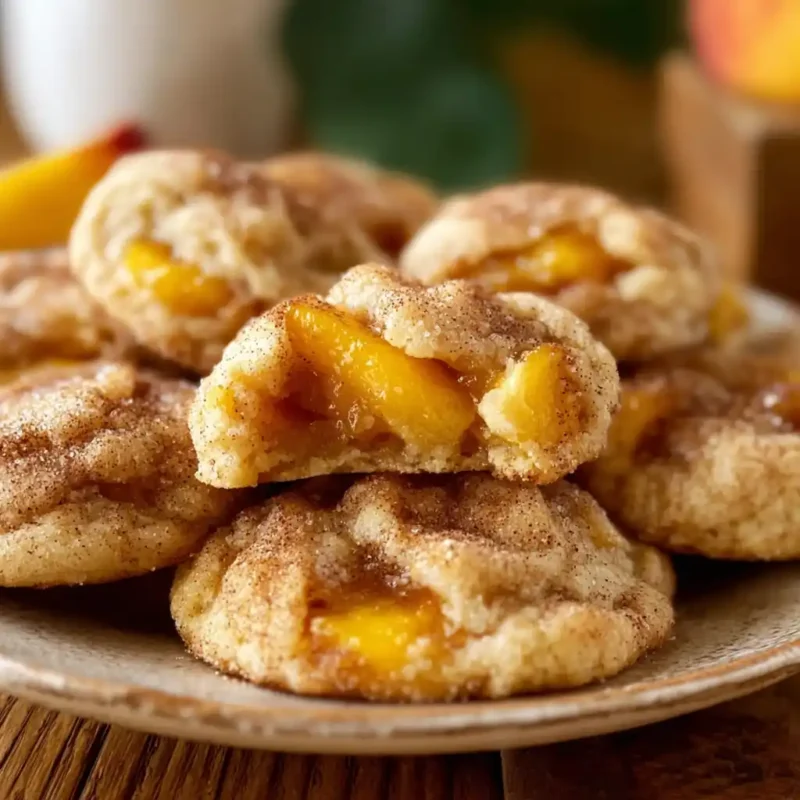 Peach Cobbler Cookies on rustic plate