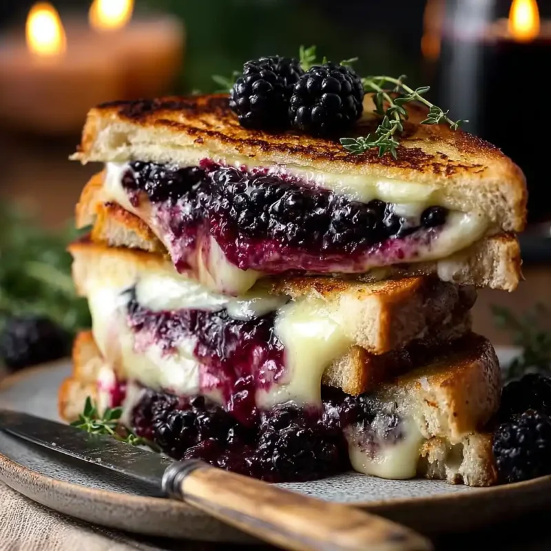 Served Blackberry Balsamic Brie Grilled Cheese