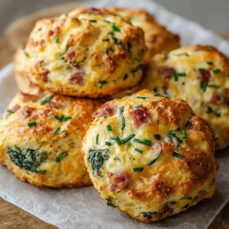Close-up of golden breakfast protein biscuits