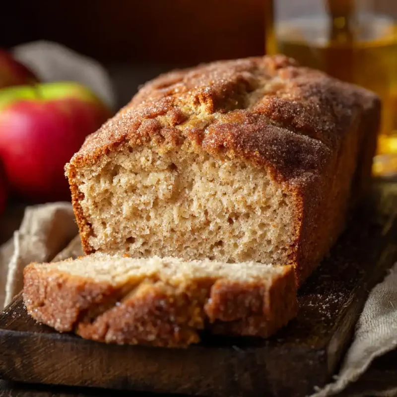 Apple Cider Donut Bread on wooden board