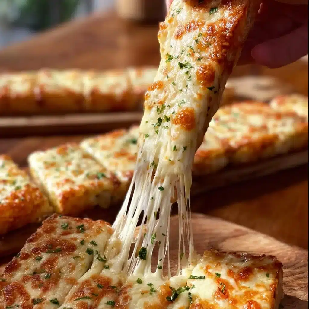 Delicious cheesy garlic bread freshly baked with herbs and melted cheese