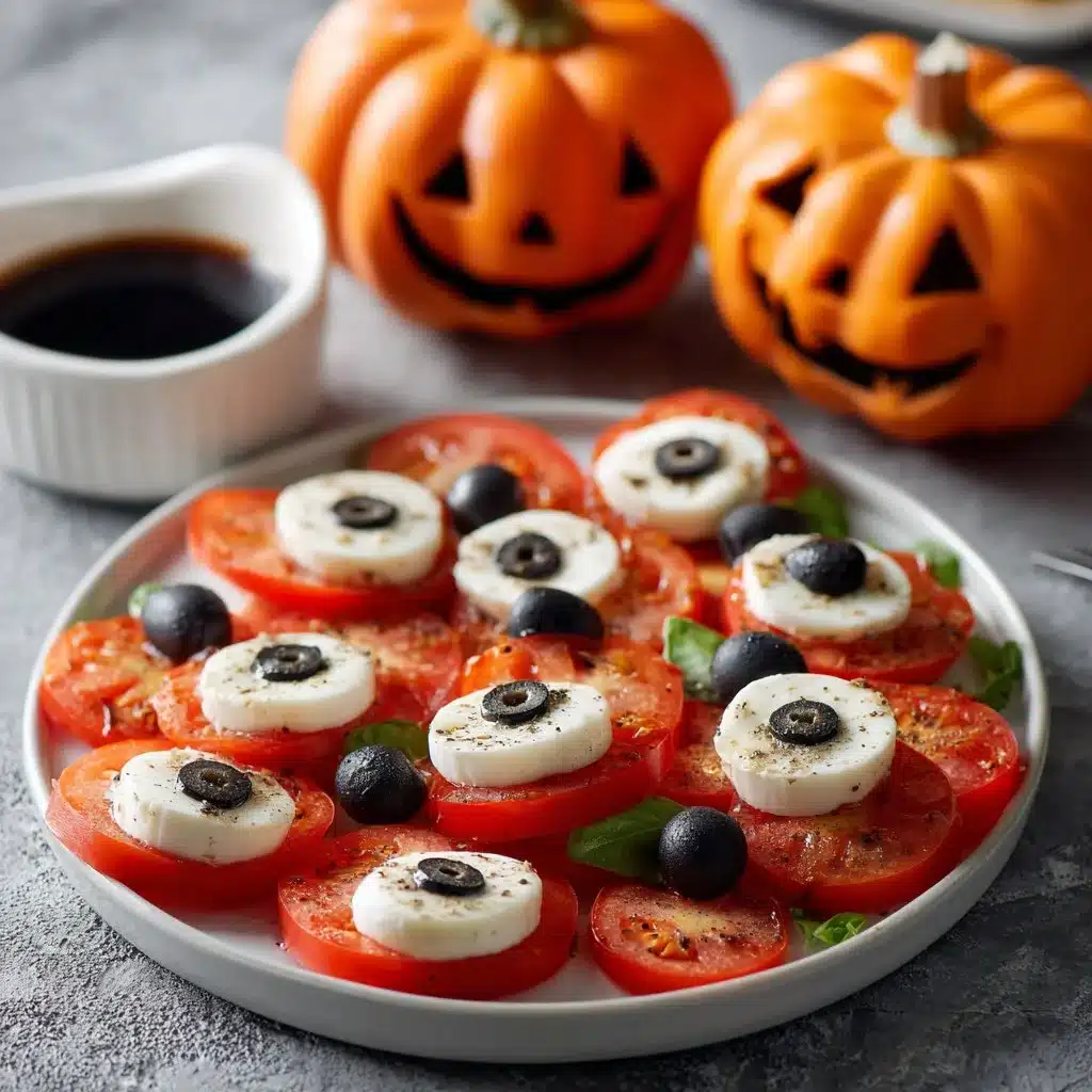 Spooky Halloween themed appetizers for a festive party spread.
