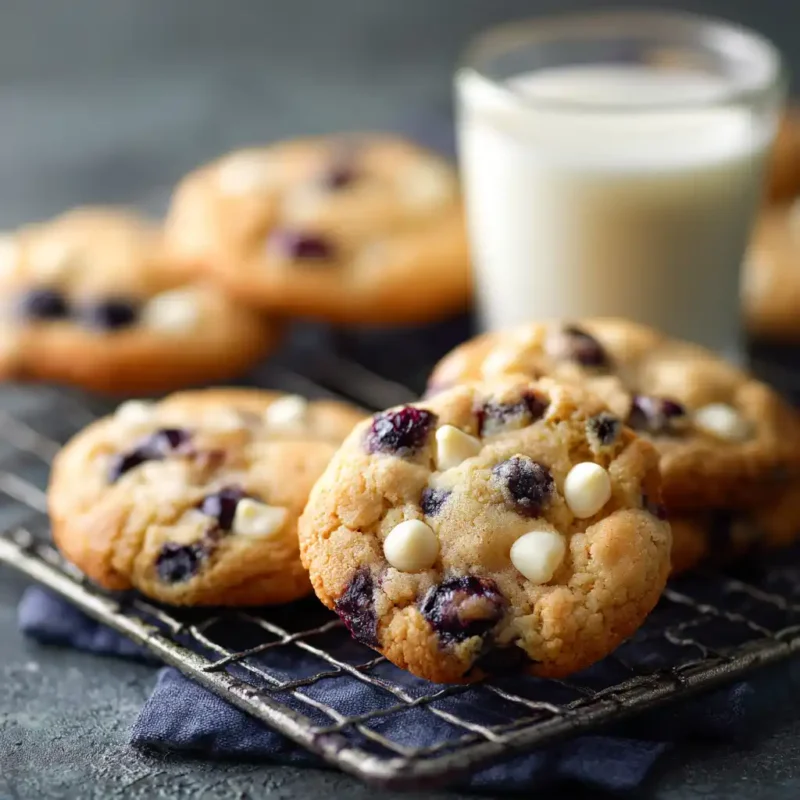 Blueberry cookies served fresh with milk