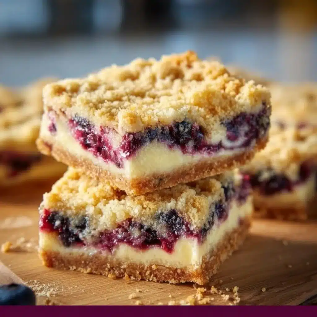 Delicious Blueberry Cream Cheese Bars ready to be served as a delightful dessert.