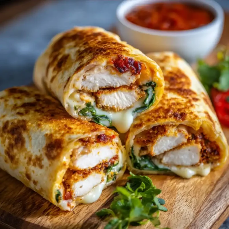Crispy Air Fryer Chicken and Mozzarella Wraps