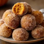 Cinnamon Sugar Pumpkin Donut Holes on fall-themed table