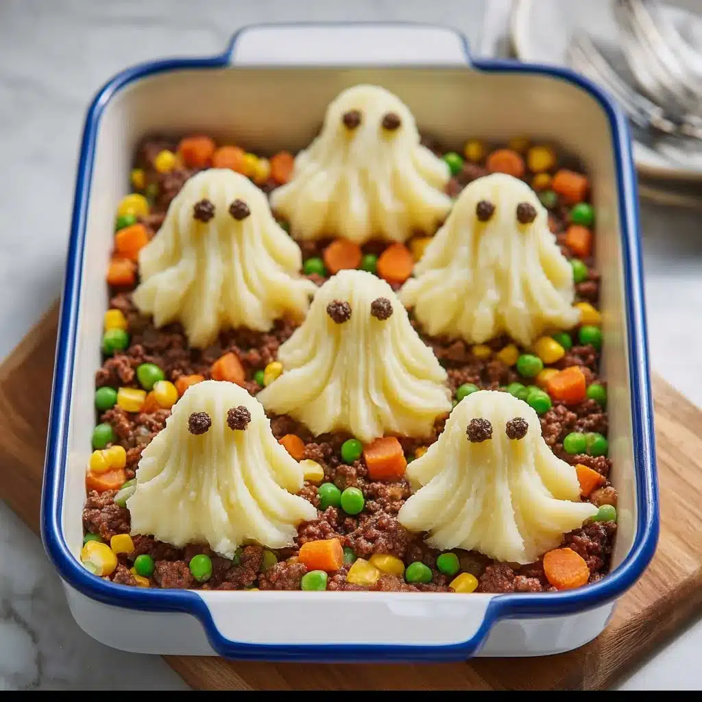 Creepy Shepherd's Pie with eerie presentation for Halloween dining