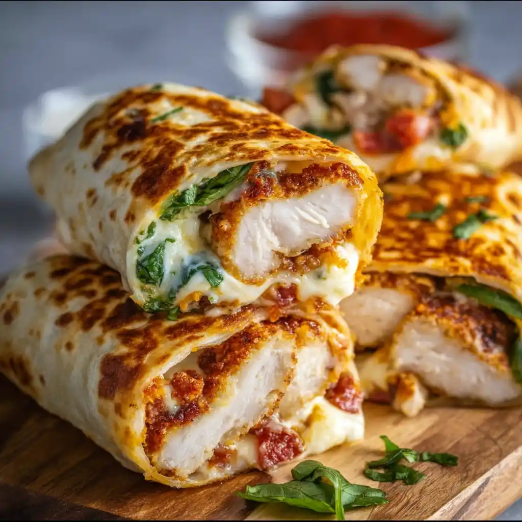 Crispy Air Fryer Chicken and Mozzarella Wraps