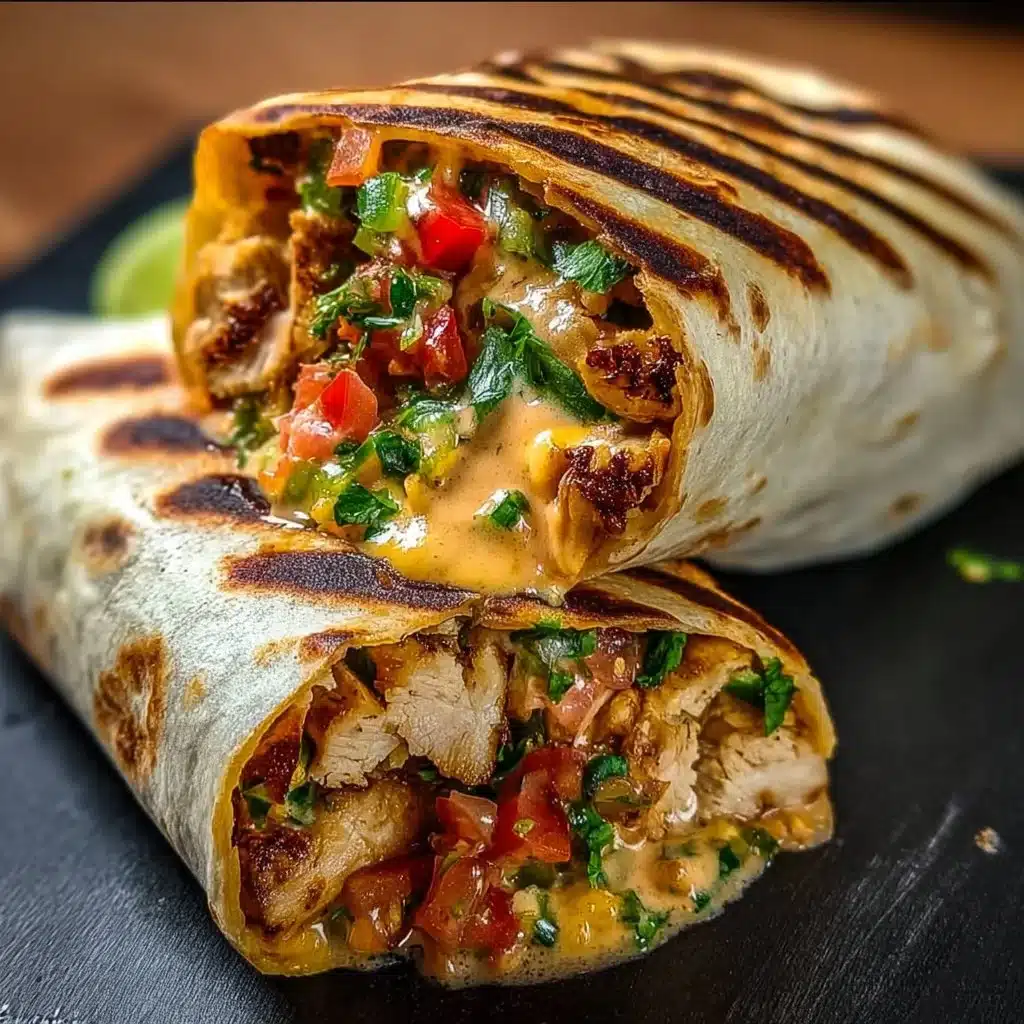 Delicious Chipotle Ranch Grilled Chicken Burrito with fresh ingredients