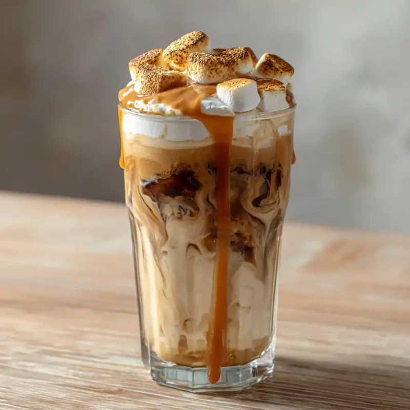 Fluffy Seagull Latte in clear glass