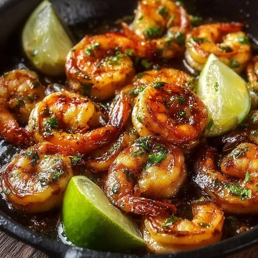 Delicious Garlic Lime Shrimp served on a plate with fresh herbs