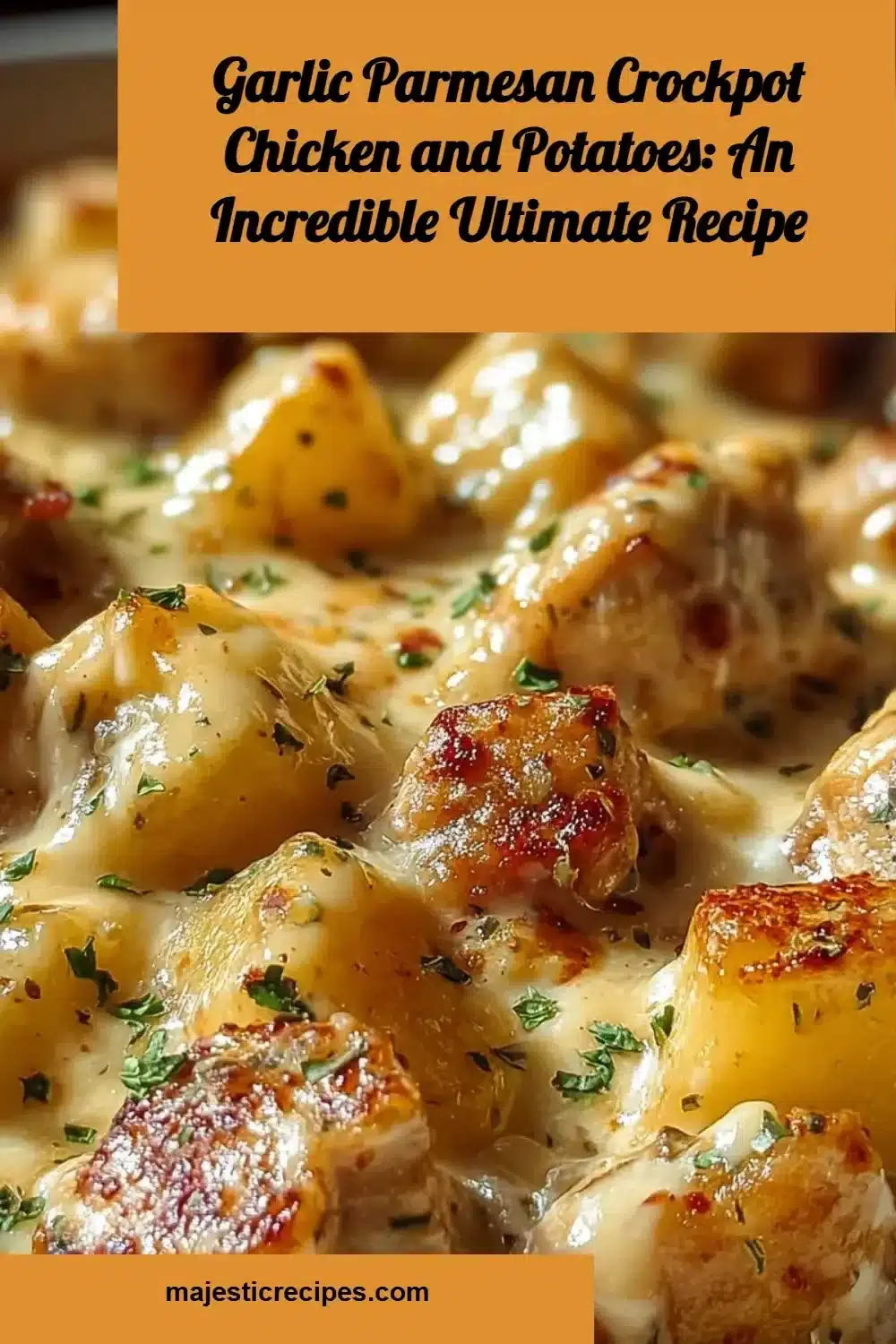 Garlic Parmesan Chicken and Potatoes cooked in a crockpot