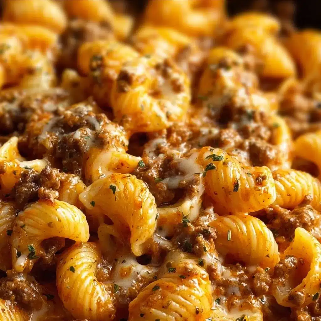 Homemade Hamburger Helper served in a bowl with fresh ingredients.