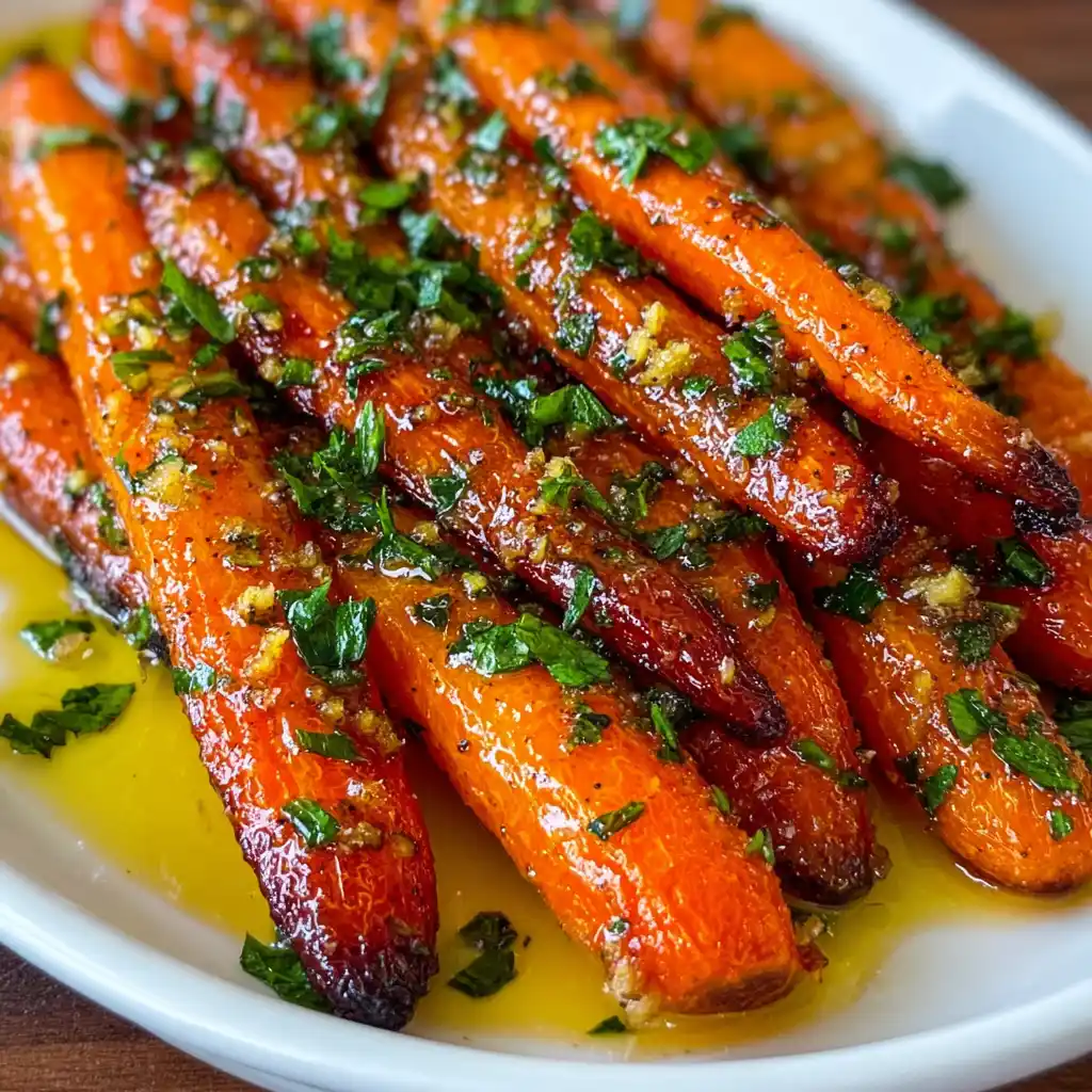 Plated Honey Garlic Butter Roasted Carrots