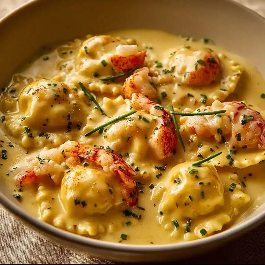 Delicious Lobster Ravioli served with a rich and creamy sauce