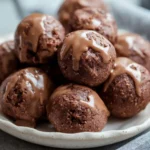 Served cottage cheese brownie bites with garnish