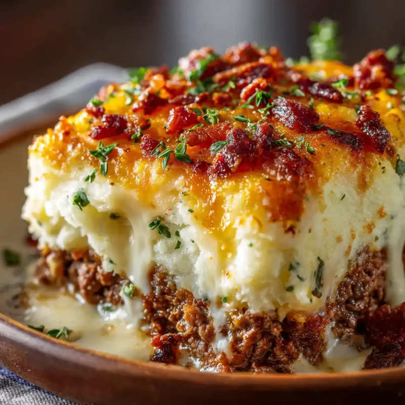 meatloaf with mashed potatoes and cheese recipe in casserole