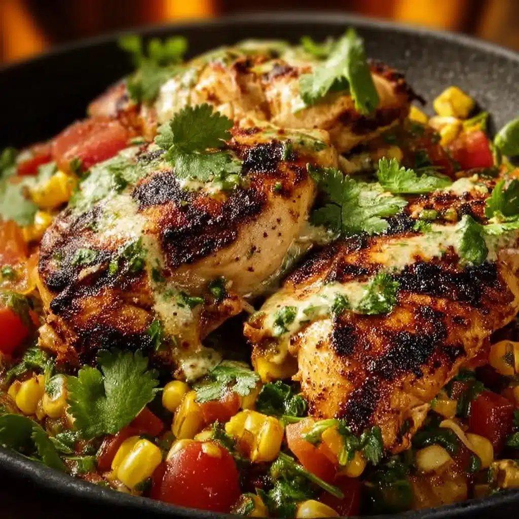 Delicious Santa Fe Chicken dish garnished with fresh herbs and vegetables
