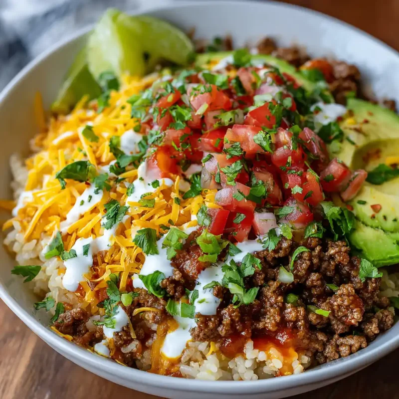 taco rice bowl ready to eat