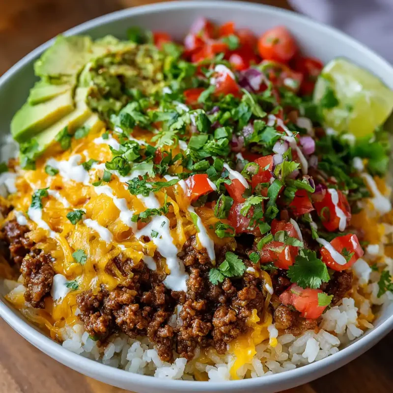 taco rice bowl ready to eat