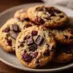 Delicious Black Forest chocolate chip cookies with chocolate and cherries