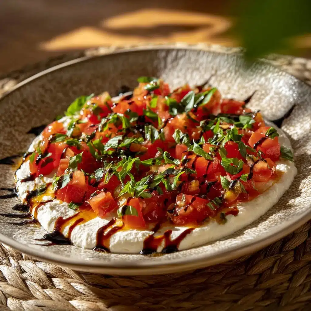 Delicious bruschetta dip served with crunchy bread and fresh toppings