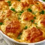 Cheddar Bay Chicken Cobbler with flaky topping and savory filling