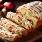 Holiday-inspired Christmas Sprinkle Buttermilk Bread fresh from the oven.
