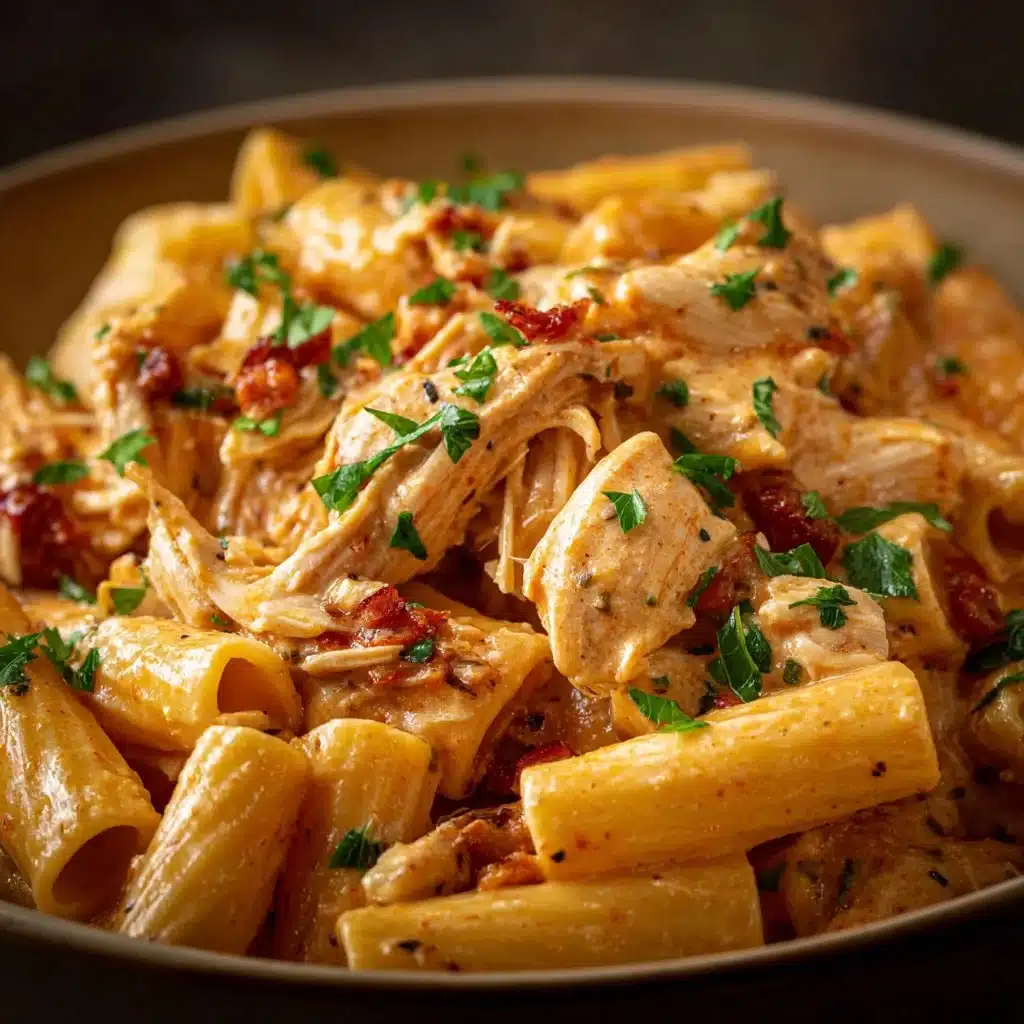 Delicious Crock Pot Creamy Cajun Chicken Pasta featuring tender chicken and spices.
