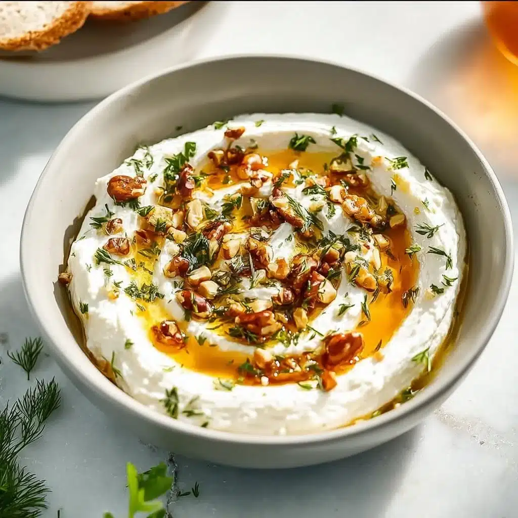 Delicious ricotta dip drizzled with hot honey served in a bowl