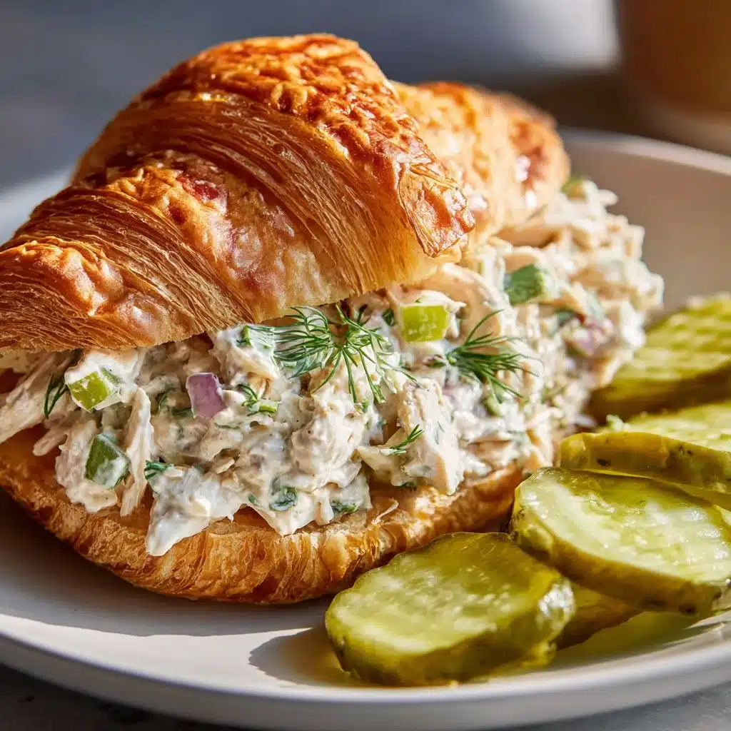 Delicious Dill Pickle Chicken Salad served in a bowl