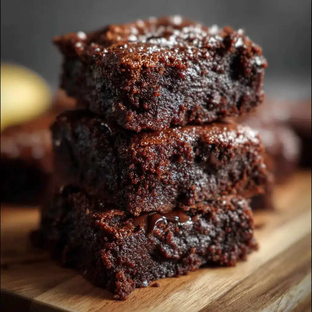 Delicious fudgy banana brownies topped with chocolate chips.