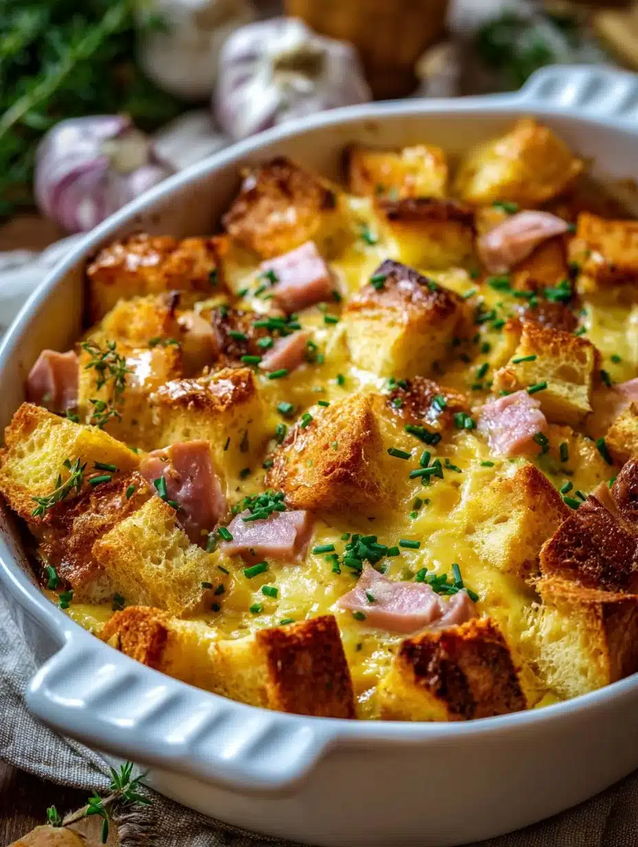 Delicious homemade Green Bean Casserole topped with crispy onions.