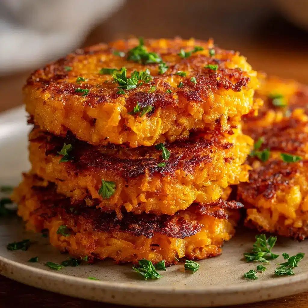 Healthy sweet potato hash browns served on a plate with toppings.