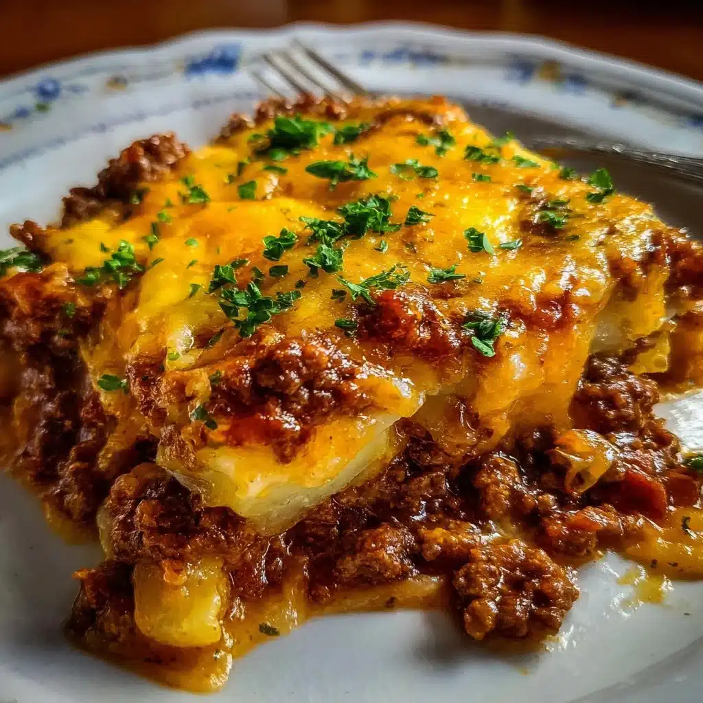 Delicious Hobo Casserole with beef and vegetables in a cozy dish