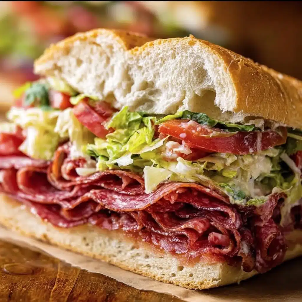 Italian Grinder Salad Sandwich with fresh vegetables and meats