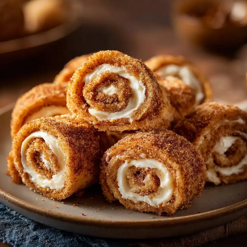 Keto Cinnamon Cream Cheese Roll-Ups on a plate, drizzled with icing