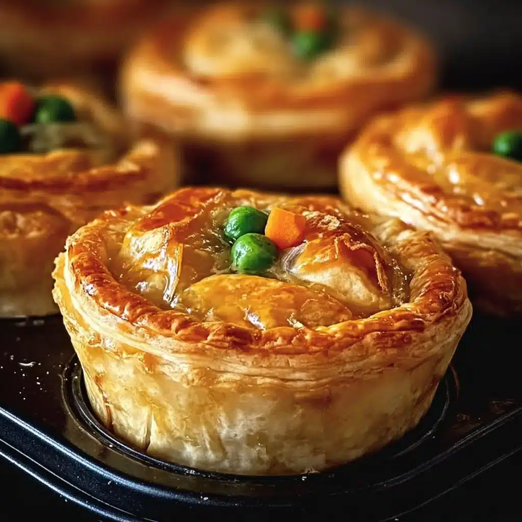 Mini chicken pot pies baked to golden perfection