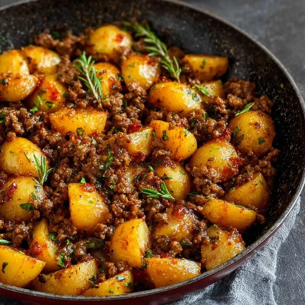 One-Pan Ground Beef and Potato Dinner ready to serve