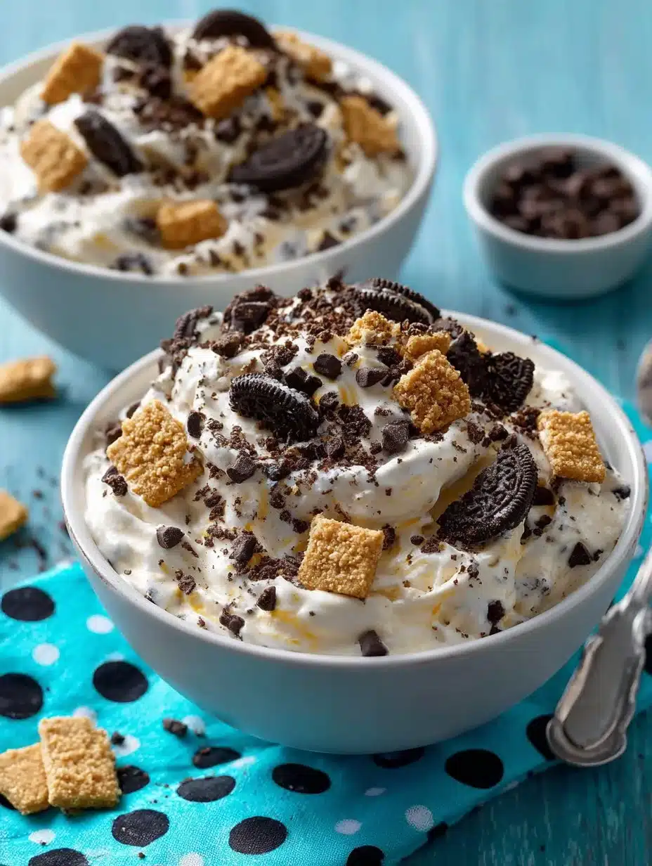 Delicious Reese’s Peanut Butter Fluff dessert in a bowl
