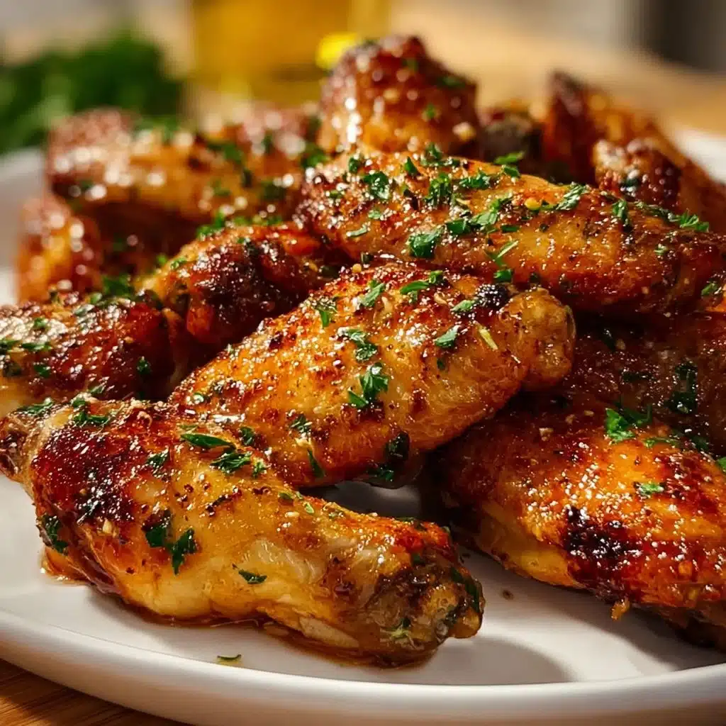 Salt and Vinegar Oven Wings served on a plate with garnish